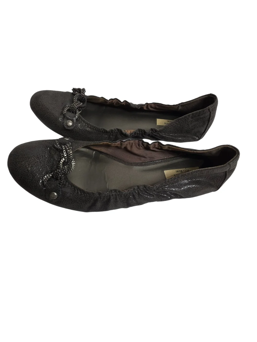 Simply Vera Vera Wang Black Embellished Chain Ballet Flats